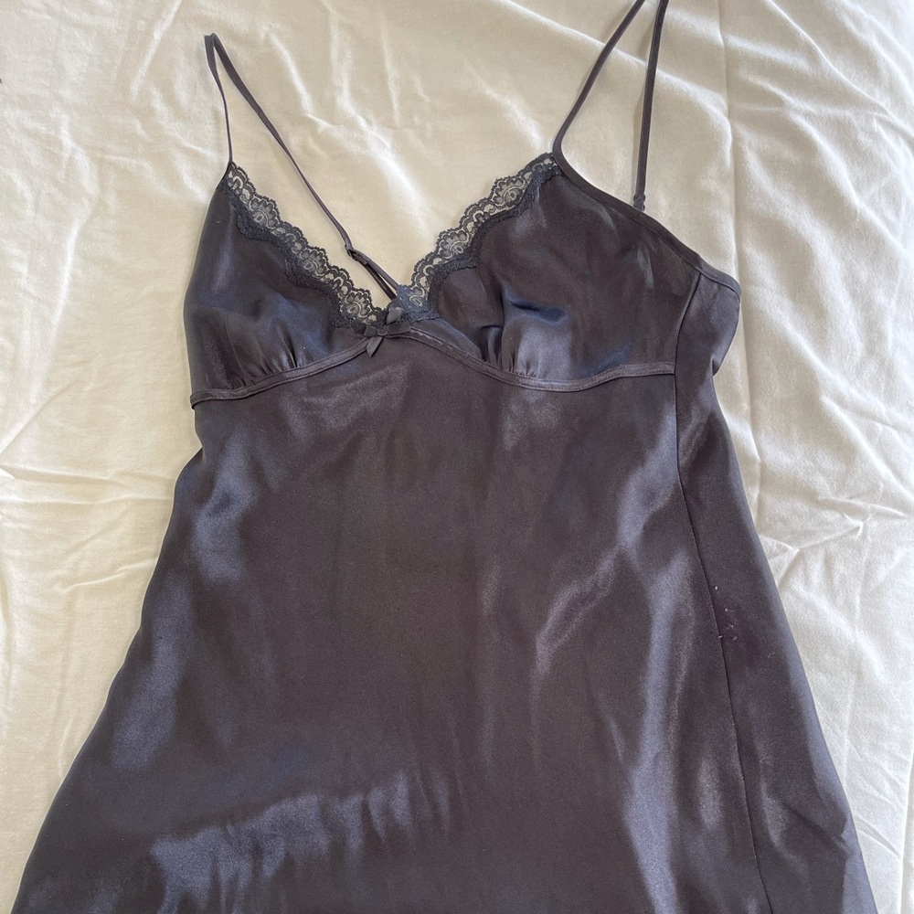 Black slip with lace and bow